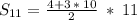 \large \: S_{11} = \frac{ 4+ 3 \:* \: 10}{ 2} \:* \: 11 \\