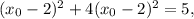 {({x_0} - 2)^2} + 4{({x_0} - 2)^2} = 5,