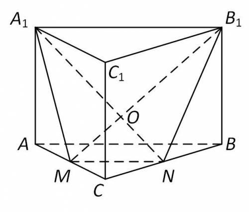 В правильной треугольной призме ABCA1B1C1 со стороной основания равной 2 точки M и N являются середи