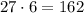 27 \cdot 6 = 162