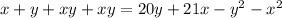 x+y+xy+xy=20y+21x-y^2-x^2