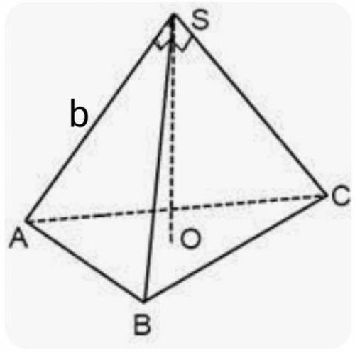 Бічні ребра трикутної піраміди взаемно перпендикулярні, кожне з яких дорівнює b. Знайти об'єм пірамі