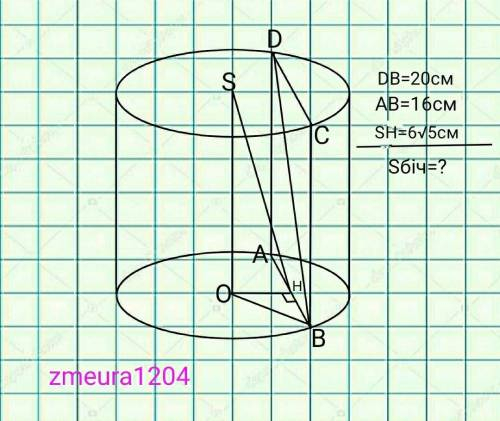 ДО ІТЬ ЗМАЛЮНКОМ В циліндрі паралельно його осі проведений переріз, діагональ якого дорівнює 20 см.